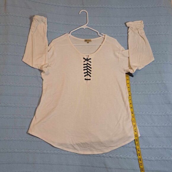 Democracy Women's 3/4‎ Sleeves Pullover Top Size XL Round Neck Heather Beige - Picture 9 of 14